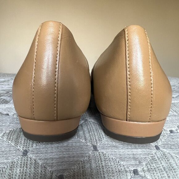 Vionic Arielle Caramel Tan Leather Flats Women’s 6 Pointed Toe Comfort Slip Ons - Picture 11 of 16